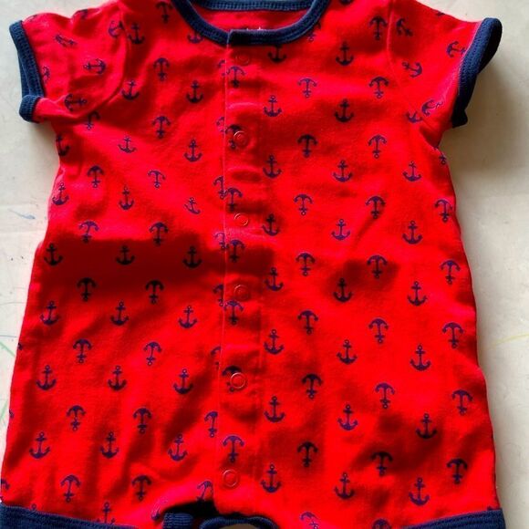 COPY - Carters 3 months red and navy anchor romper - Picture 1 of 2